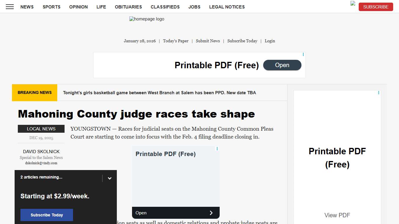 Mahoning County judge races take shape News, Sports, Jobs - Salem News
